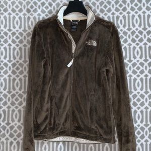 The North Face brown fuzzy jacket